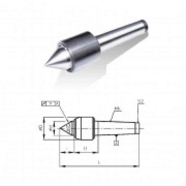 Otočný upínací hrot s vrcholovým úhlem 60° MK1 243324