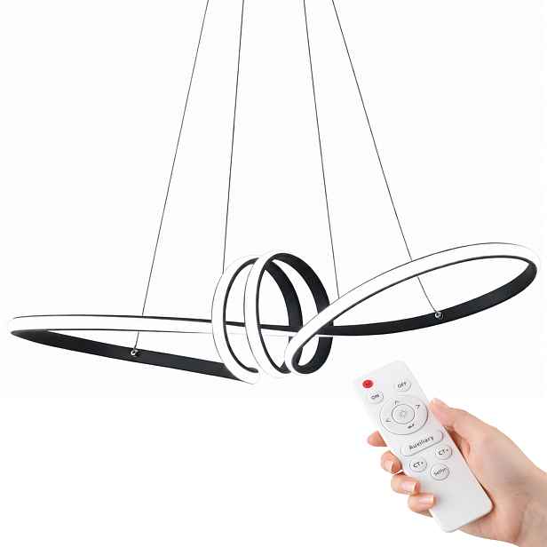 Závěsné Stropní Svítidlo Černá Led Lustr 70 CM Spirála S Dálkovým Ovládáním Do Obývacího Pokoje