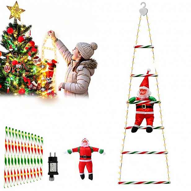 Vánoční Led Světýlka Žebřík 300 CM 8 Režimů Mikuláš