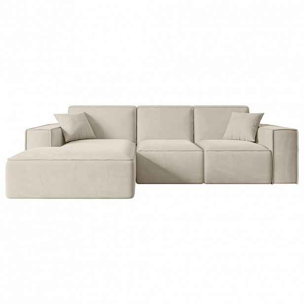 ALTDECOR ROHOVÁ SEDACÍ SOUPRAVA s otomanem vlevo SERRA-L – 266 × 169 × 80 cm, béžový velur