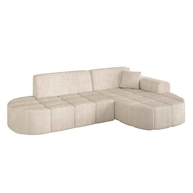 ALTDECOR ROHOVÁ SEDAČKA s otomanem, pravá LIVO-L1 252x173x79,5 Béžová Manšestr