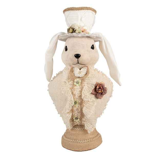 Béžová dekorace busta zajíc s krajkou Fancy - 24*17*50 cm Clayre & Eef