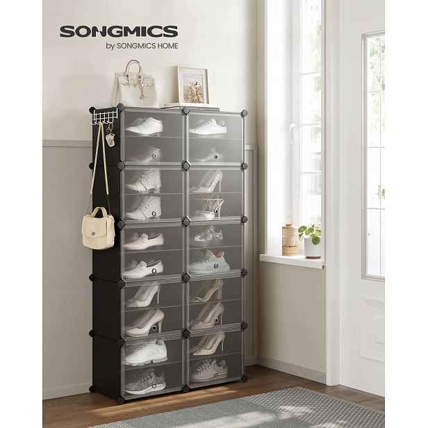 Botník Songmics 40 x 32 x 32 cm bílá, černý organizér na boty