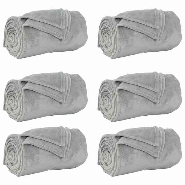 vidaXL Dekorační deky 6 ks Šedá 150 x 200 cm 4.68 kg Fleece