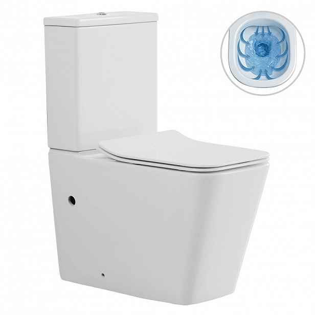 WC kombi Forte, Rimless - bezokrajové splachování  + Slim/SoftClose sedátko - spodní/zadní odpad - bílá lesklá - 64x36 cm