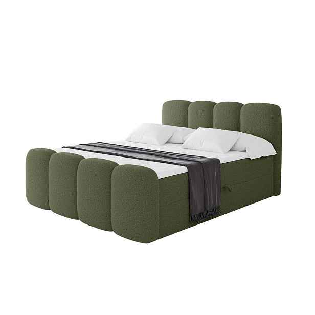 ALTDECOR KONTINENTÁLNÍ POSTEL s matrací H3 - NINA-Z - 140x200 cm Zelená