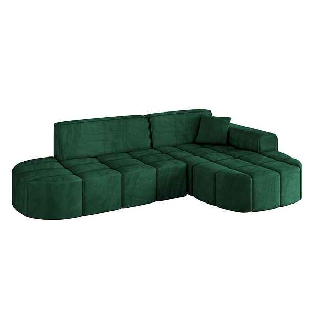 ALTDECOR ROHOVÁ SEDAČKA s otomanem, pravá LIVO-L1 252x173x79,5 Zelená Velur