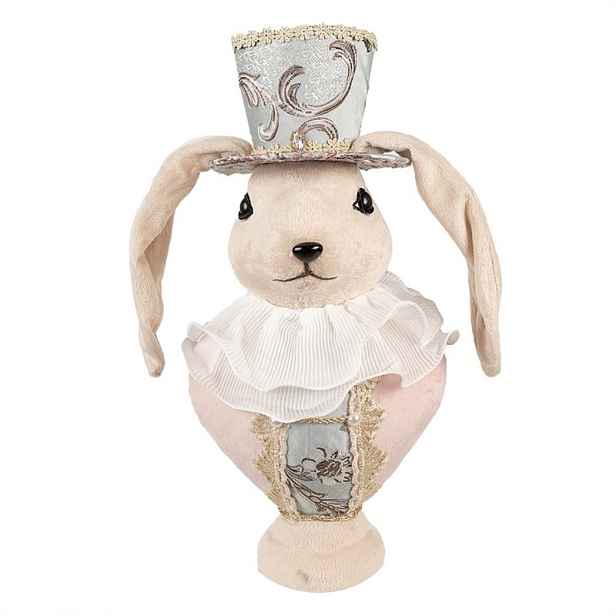 Béžová dekorace busta sametová zaječice Fancy - 18*15*39 cm Clayre & Eef
