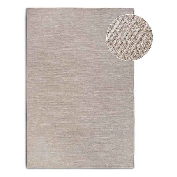 Béžový ručně tkaný koberec s příměsí vlny 60x90 cm Pradesh Linen White – Elle Decoration