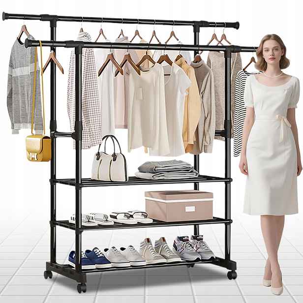 kovová skříň černá s posuvnými prvky 90-150 cm