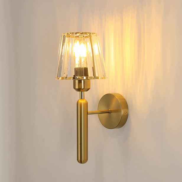 nástěnné svítidlo zlaté lampa se skleněným stínidlem E27 retro Comely