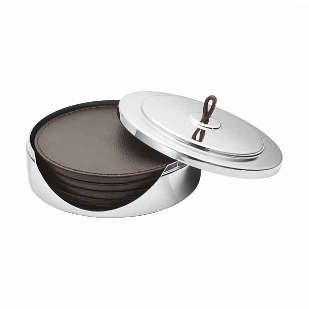 Podtácky Manhattan, nerezová ocel/kůže - Georg Jensen
