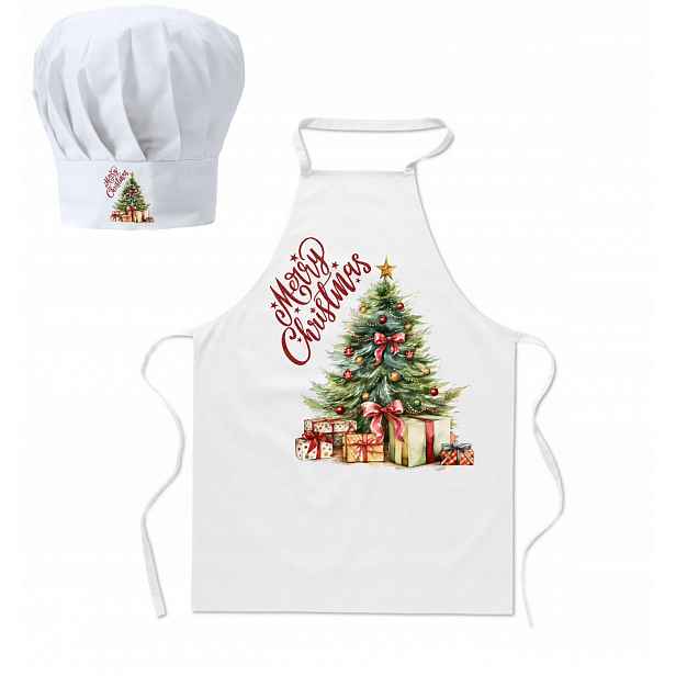 Sada kuchyňských zástěr Vánoční kuchařská čepice Merry Christmas