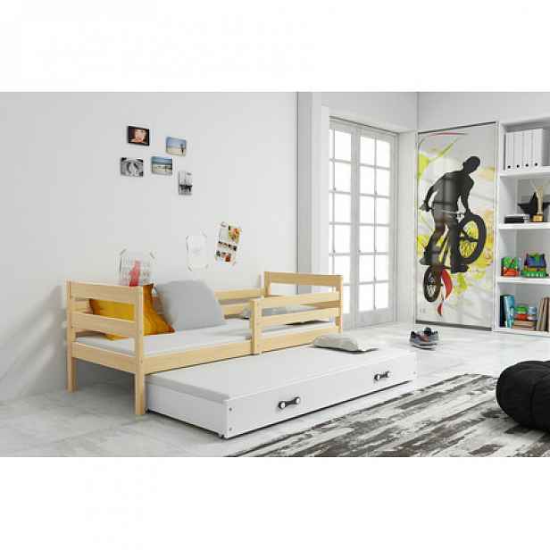 Dětská postel s výsuvnou postelí ERYK 200x90 cm Borovice Bílá
