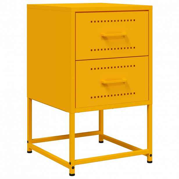 vidaXL Noční stolek hořčicově žlutý 36 x 39 x 60,5 cm ocel