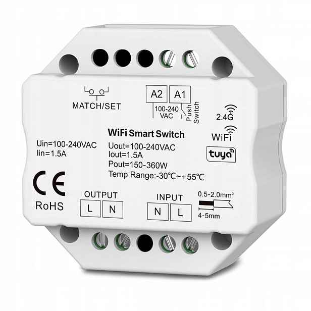 Relé 1 obvod WiFi RF2.4 Sd Tuya