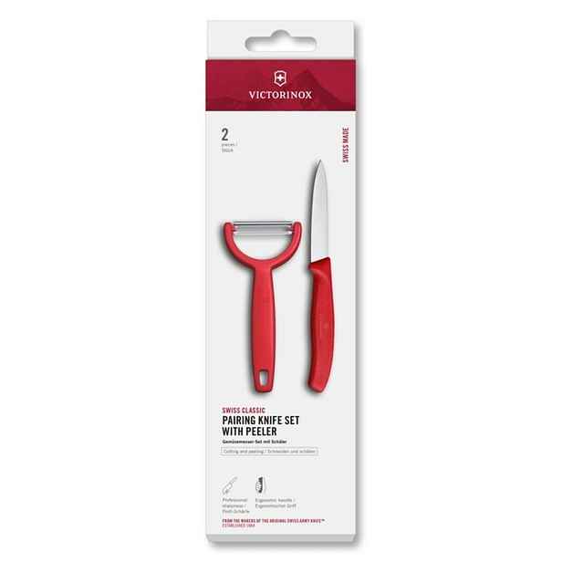 sada nůž + Y škrabka PARING KN.+P, SWISS CL. VICTORINOX, červ.