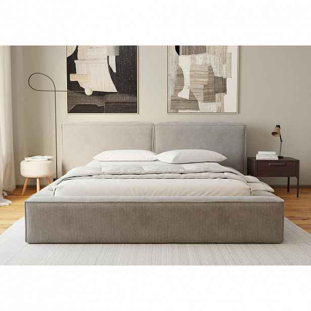 Boxxx ČALOUNĚNÁ POSTEL, 200/200 cm, světle šedá