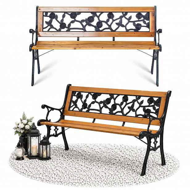Hřbitovní Lavička 127 cm Hřbitovní Lavička S Opěradlem Dřevěná Náhrobní