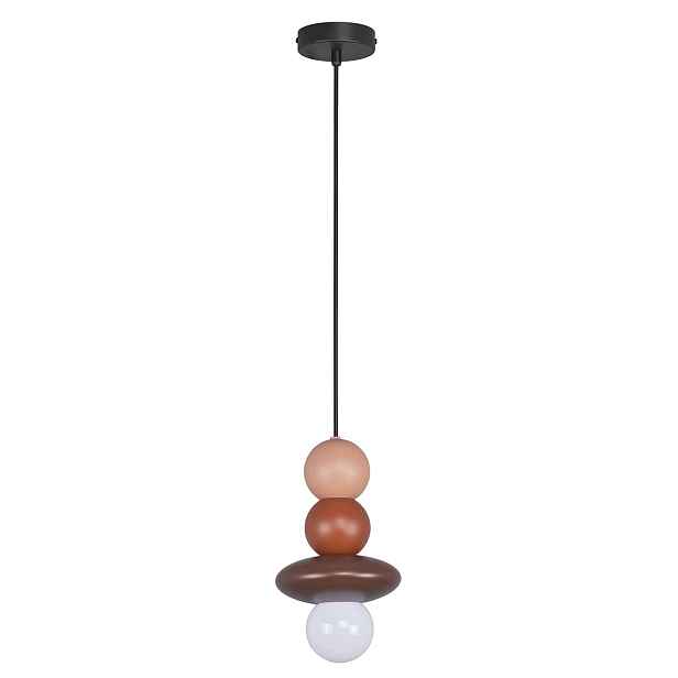 Módní závěsná lampa boho 2 koule béžovo-hnědá Marble E27 Goldlux