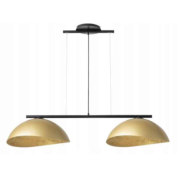 Závěsná lampa černá, zlaté kopule 48 cm 2xE27 15W Solar Sigma Lighting