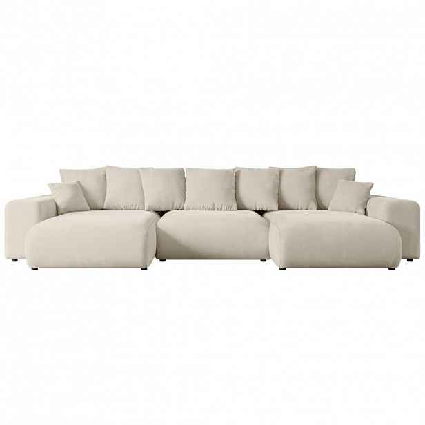 ALTDECOR SEDACÍ SOUPRAVA s funkcí lůžka ESKAR-U – 364 x 176 x 72 cm, béžový velur