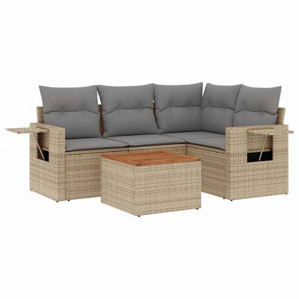 vidaXL 5dílná zahradní sedací souprava a podušky mix béžové polyratan