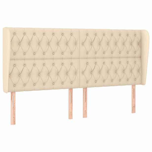 vidaXL Čelo postele typu ušák krémové 183x23x118/128 cm textil