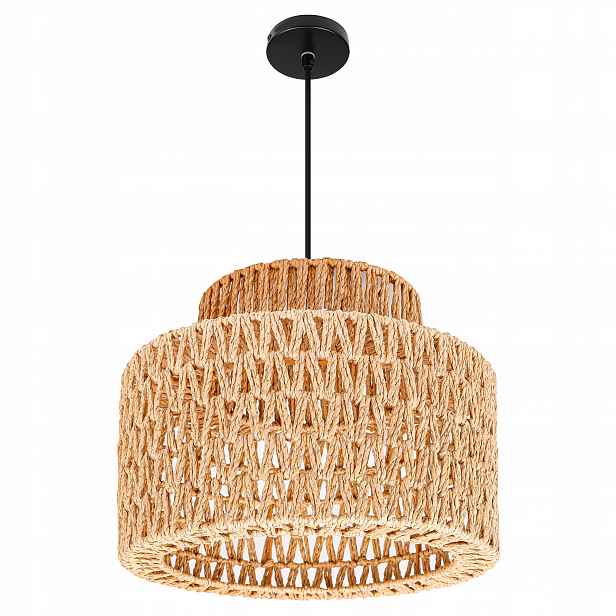 stropní svítidlo Led závěsný lustr E27 pletené svítidlo 30 cm boho Bambusová