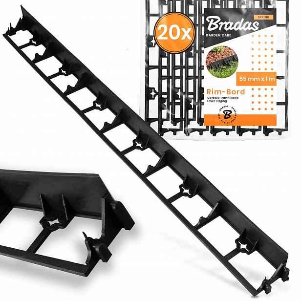 Trávníkový Lem 20 m 55 mm Zahradní Palisáda Trávník Plast Us-p