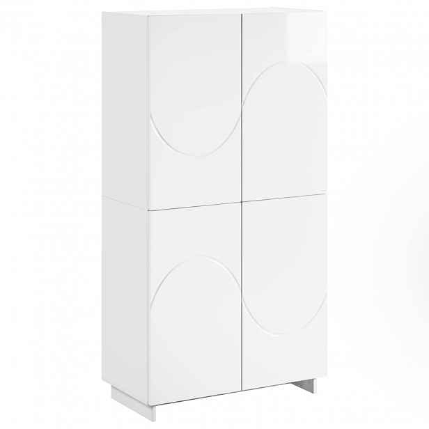vidaXL Vysoká komoda Bílá s vysokým leskem 79 x 41 x 151 cm