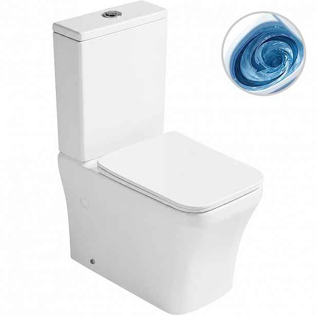 WC kombi Hugo, Vortex - vírové splachování + Slim/SoftClose sedátko - spodní/zadní odpad - bílá lesklá - 62x37,5 cm