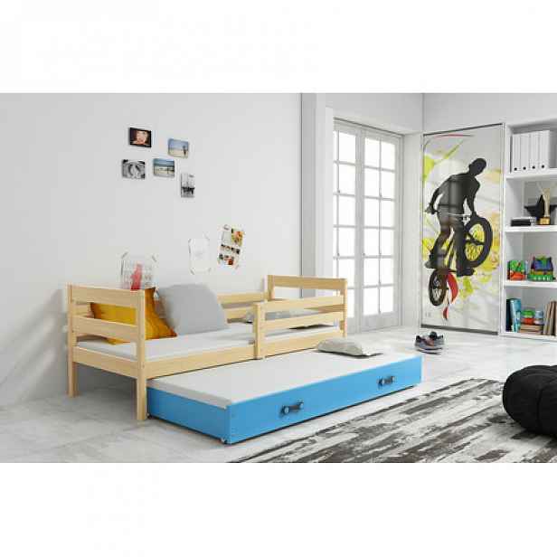 Dětská postel s výsuvnou postelí ERYK 200x90 cm Borovice Modrá