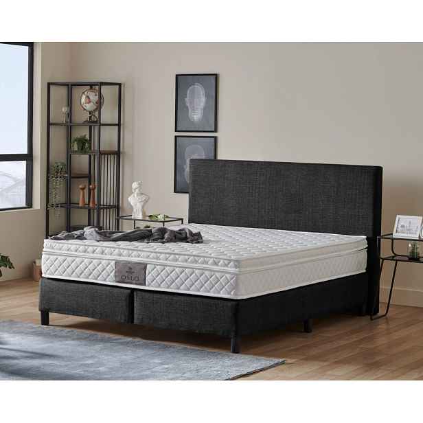 Čalouněná postel OSLO s matrací - antracit 100 × 200 cm