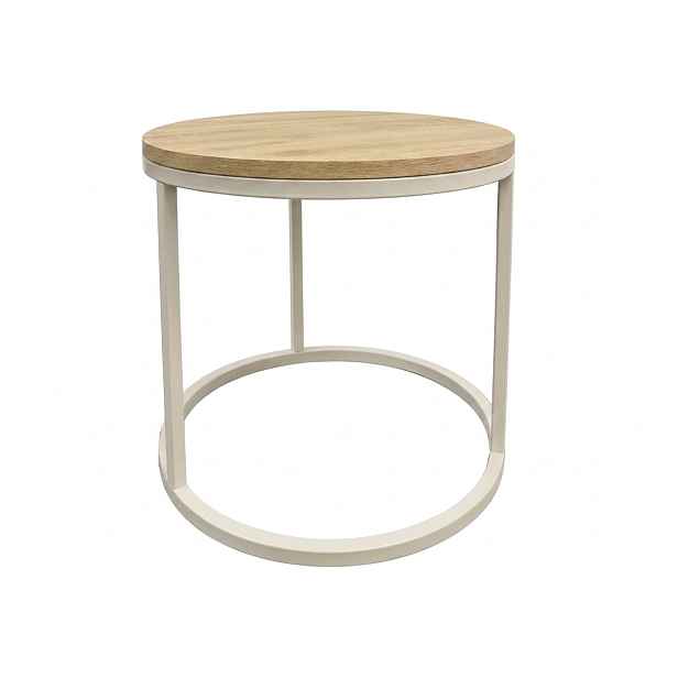 Kávový stolek kulatý Ø50 kašmír dub sonoma loft metal polský výrobek