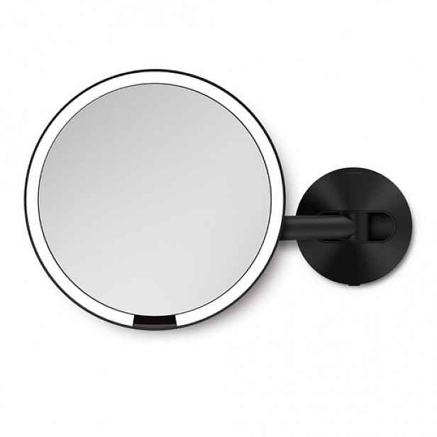 Simplehuman kosmetické zrcátko na zeď SENSOR LED osvětlení 5x zvětšení síťové černé ST3065