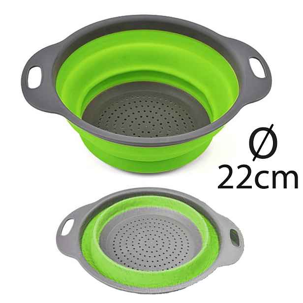 TFY 4366AA Skládací silikonový cedník, průměr 22cm, zelená