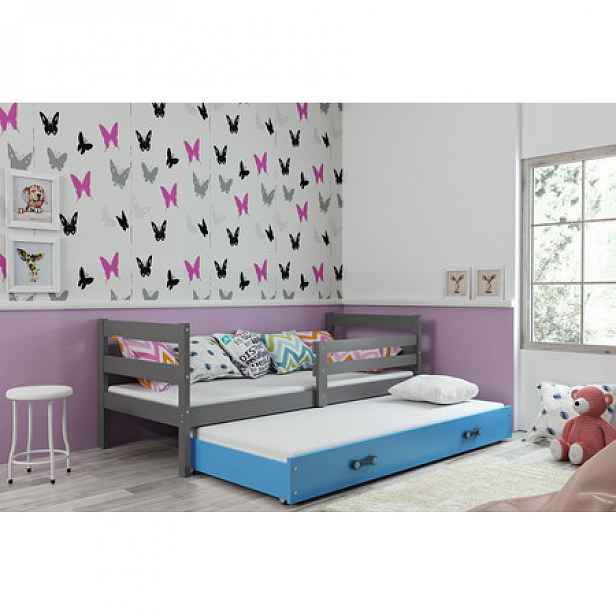 Dětská postel s výsuvnou postelí ERYK 200x90 cm Šedá Modrá