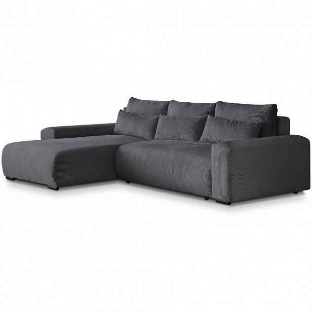 Beautysofa ROHOVÁ rozkládací pohovka Benny tmavě šedá, levá