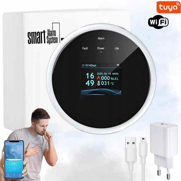 Detektor Senzoru Výbušných Plynů Zvukový Alarm Wifi Aplikace Tuya Smart Life