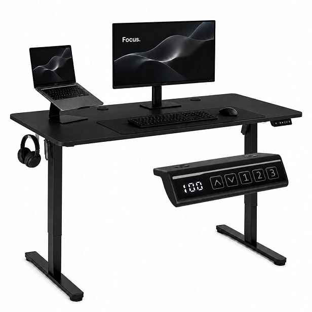 Elektrický psací stůl 120 x 60 cm s možností nastavení výšky 72-118 cm černý