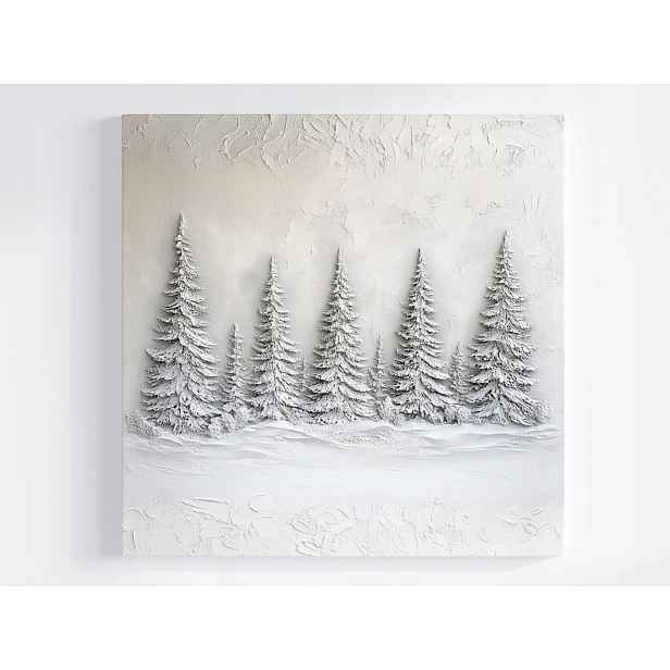Obraz Na Plátně Canvas Socha Sádra Les Stromy Smrky Zima Sníh 3D 50x50