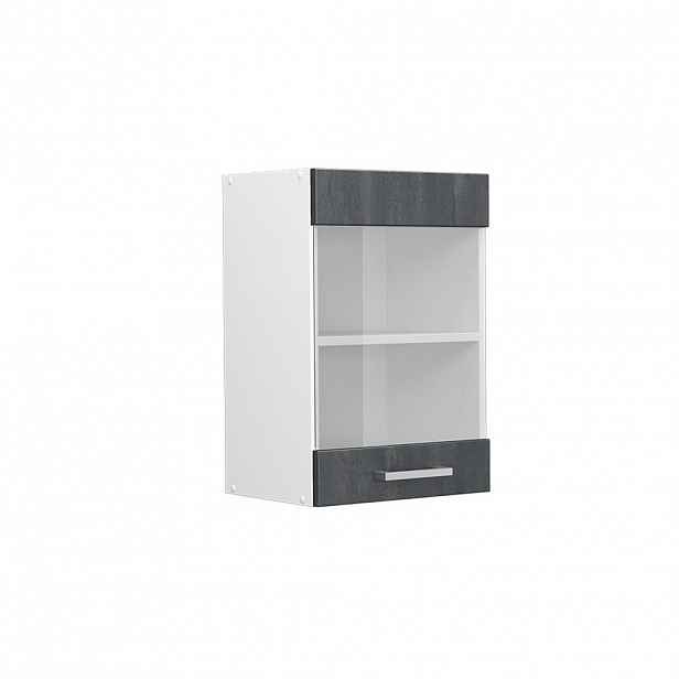 Vicco SKLENĚNÁ KUCHYŇSKÁ SKŘÍŇKA R-Line Černý beton 40 cm