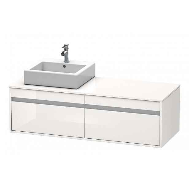 Duravit Ketho - Umyvadlová skříňka 43x140x55 cm, levá, 2 zásuvky, lesklá bílá KT6697L2222