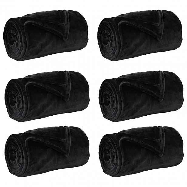 vidaXL Dekorační deky 6 ks Černá 130 x 150 cm 3.04 kg Fleece
