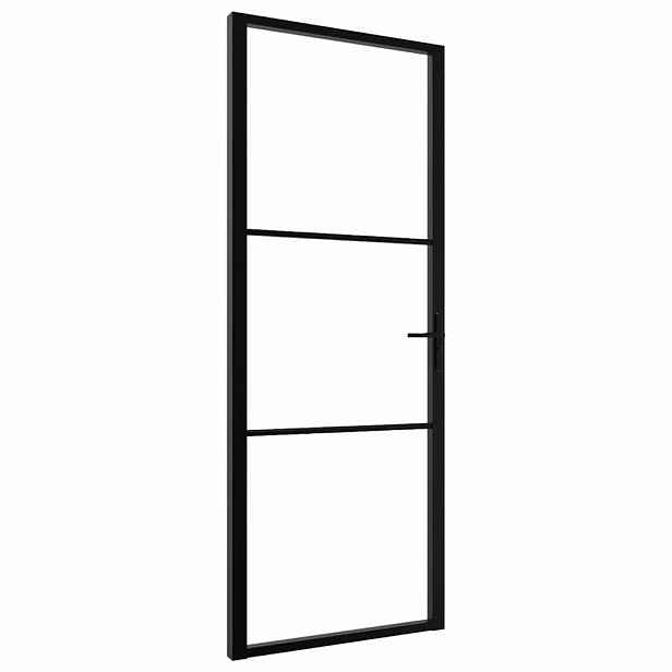 vidaXL Interiérové dveře 76 x 201,5 cm Hliník Černá a průhledná