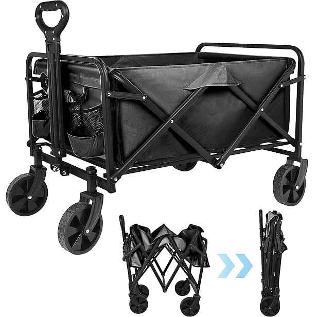 Plážový zahradní vozík s skládací brzdou Bedee Černý 70 l 150 kg