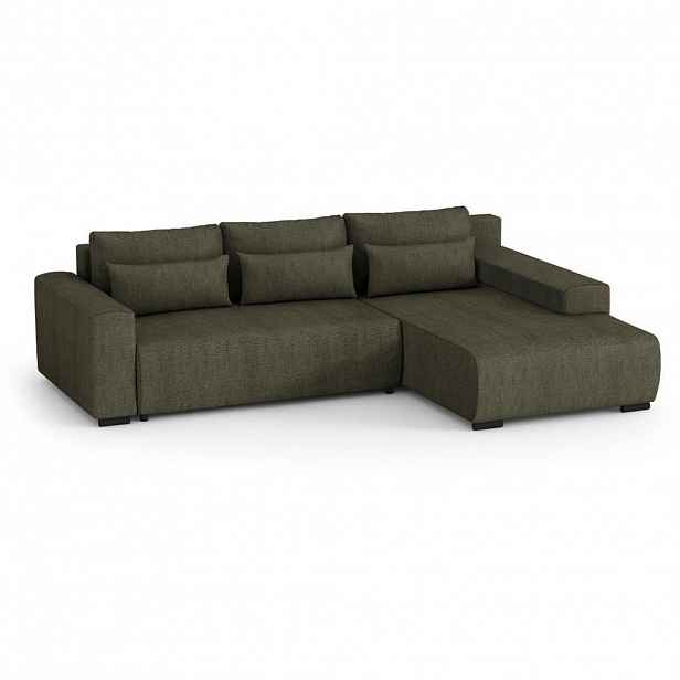Beautysofa ROHOVÁ rozkládací pohovka Benny olivově zelená, pravá
