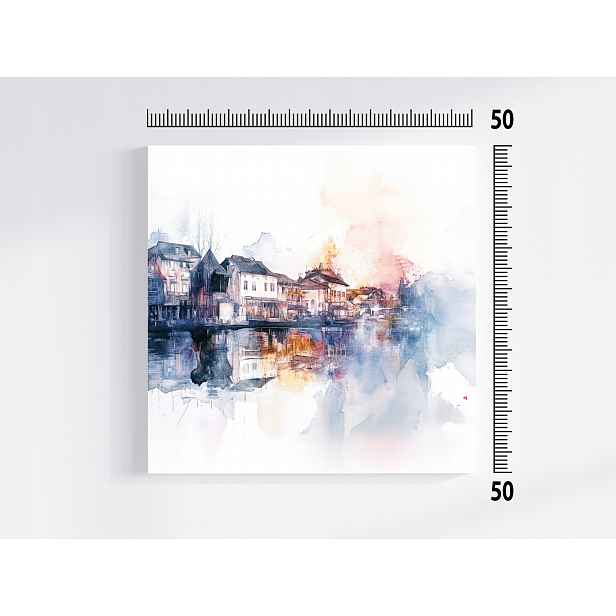 Obraz Na Plátně Canvas Minimalismus Pohled Město Městečko Řeka 50x50