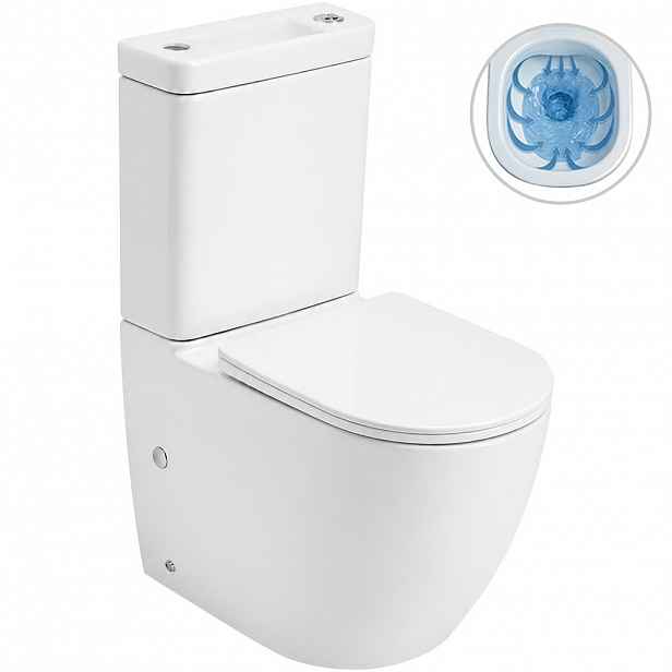 WC kombi s umývátkem Cesso, Rimless - bezokrajové splachování  + UF sedátko - spodní/zadní odpad - bílá lesklá - 61,8x38 cm